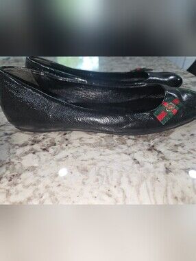 GUCCI Black Leather Ballet Flats 7